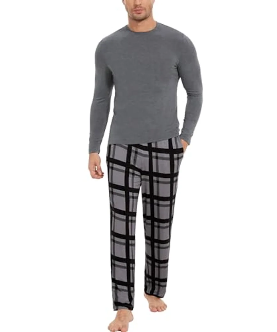 Bamboo Viscose Men's Pajama Sets, Comfy Long Sleeve Sleepwear — Ultra-Soft PJs Set with Pockets by GYS Pajamas
