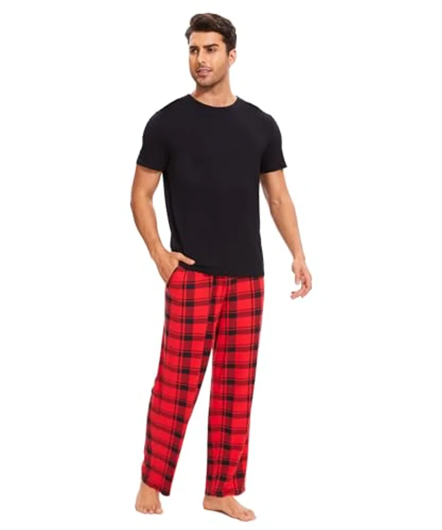 Bamboo Viscose Men's Pajama Sets, Soft Short Sleeve Loungewear Sets — Crew Neck PJs Set by GYS Pajamas