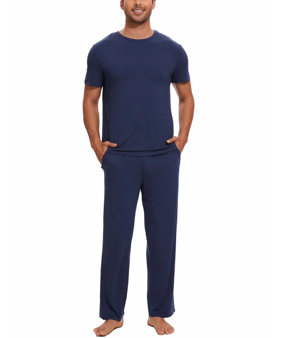 Bamboo Viscose Men's Pajama Sets — Deep Blue · X-Large by GYS Pajamas