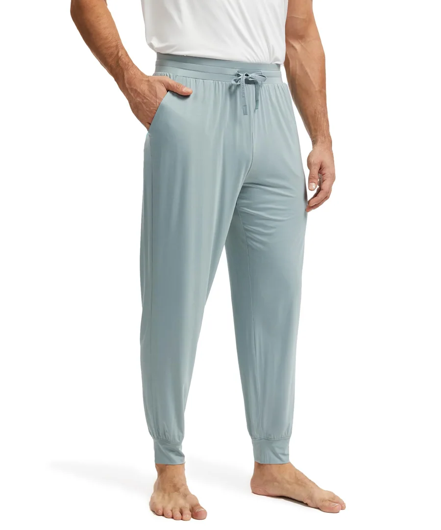 Bamboo Viscose Mens Pajama Pants with Pockets — Cooling for Hot Sleepers — Light Greyish Green by GYS Pajamas