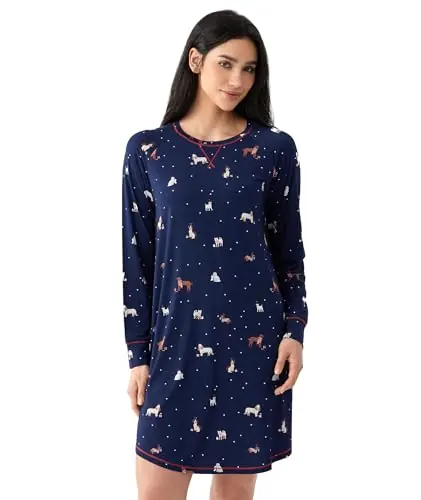 Premium Bamboo Viscose Nightgowns for Women Long Sleeve Crew Neck Soft Sleepwear by GYS Pajamas