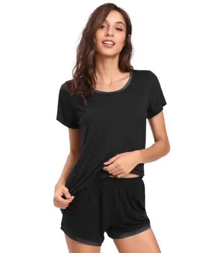 Bamboo Viscose Pajamas for Women Cooling Sleepwear for Night Sweats — Moisture Wicking Pjs Shorts Set by GYS Pajamas