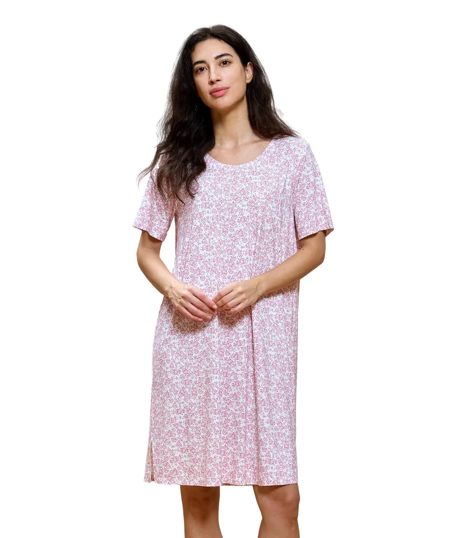 Bamboo Viscose Short Sleeve Nightgowns for Women — Cooling Sleepwear for Hot Sleepers Night Sweats — Floral Whisper · Medium by GYS Pajamas