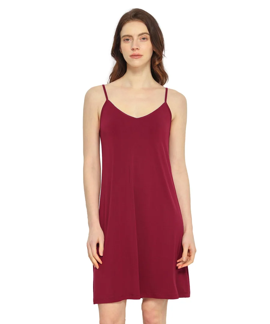 Bamboo Viscose Sleeveless Nightgowns for Women — Cooling Slip Dress for Hot Sleepers — Wine Red · Medium by GYS Pajamas