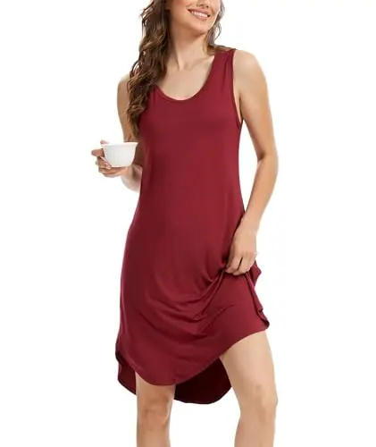 Bamboo Viscose Sleeveless Nightgowns for Women, Soft Tank Top Sleep Shirt, Lightweight Sleepwear… by GYS Pajamas