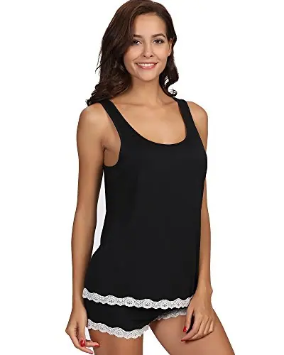 Bamboo Viscose Tank Pajamas for Women Cooling Pjs Set for Hot Flashes — Sleeveless Top & Shorts… by GYS Pajamas