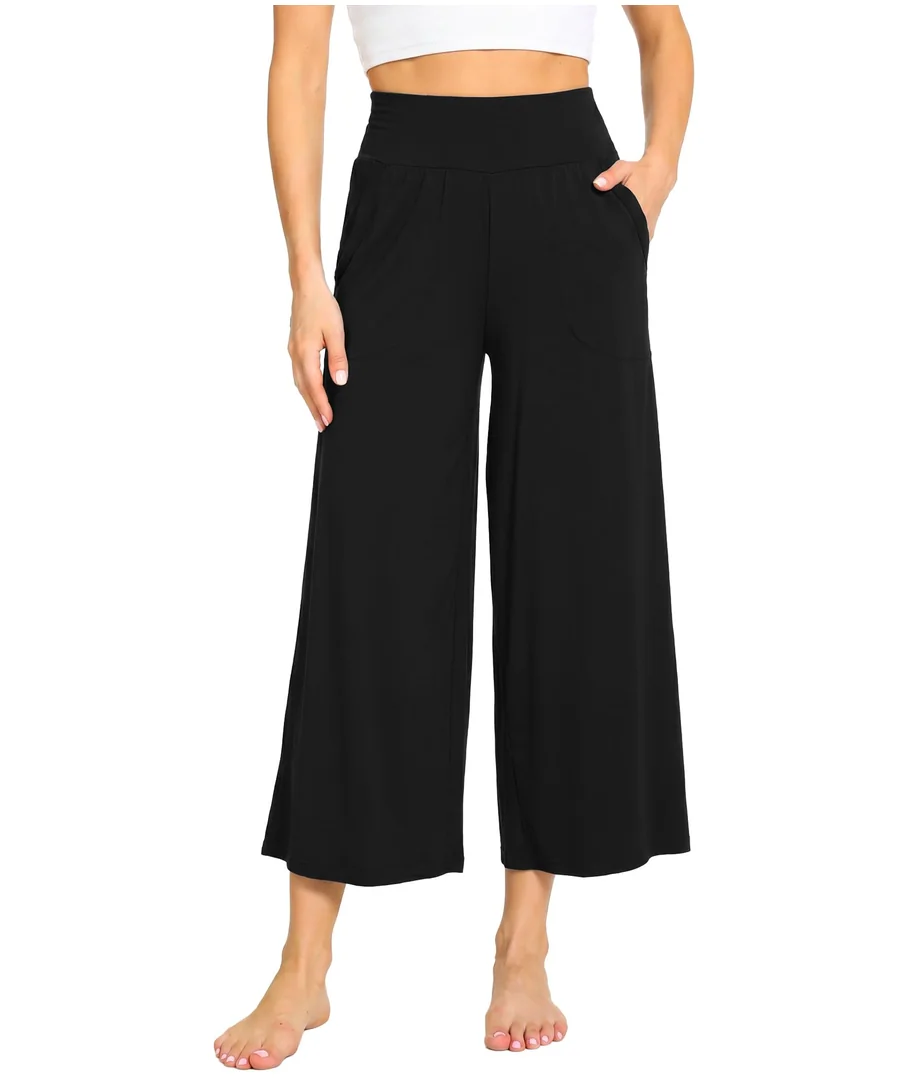 Bamboo Viscose Wide Leg Capri Pants for Women, Ultra-Soft Pajama Bottom — Lightweight Culottes… — - !GYS Bamboo Viscose Wide Leg Capri Pants for Women, Ultra-Soft Pajama Bottom | Lightweight Culottes Cropped Lounge Pants, Flowy Yoga Pants, High Waist PJ Bottoms, Knitted Ladies Gaucho Pants · X-Large by GYS Pajamas
