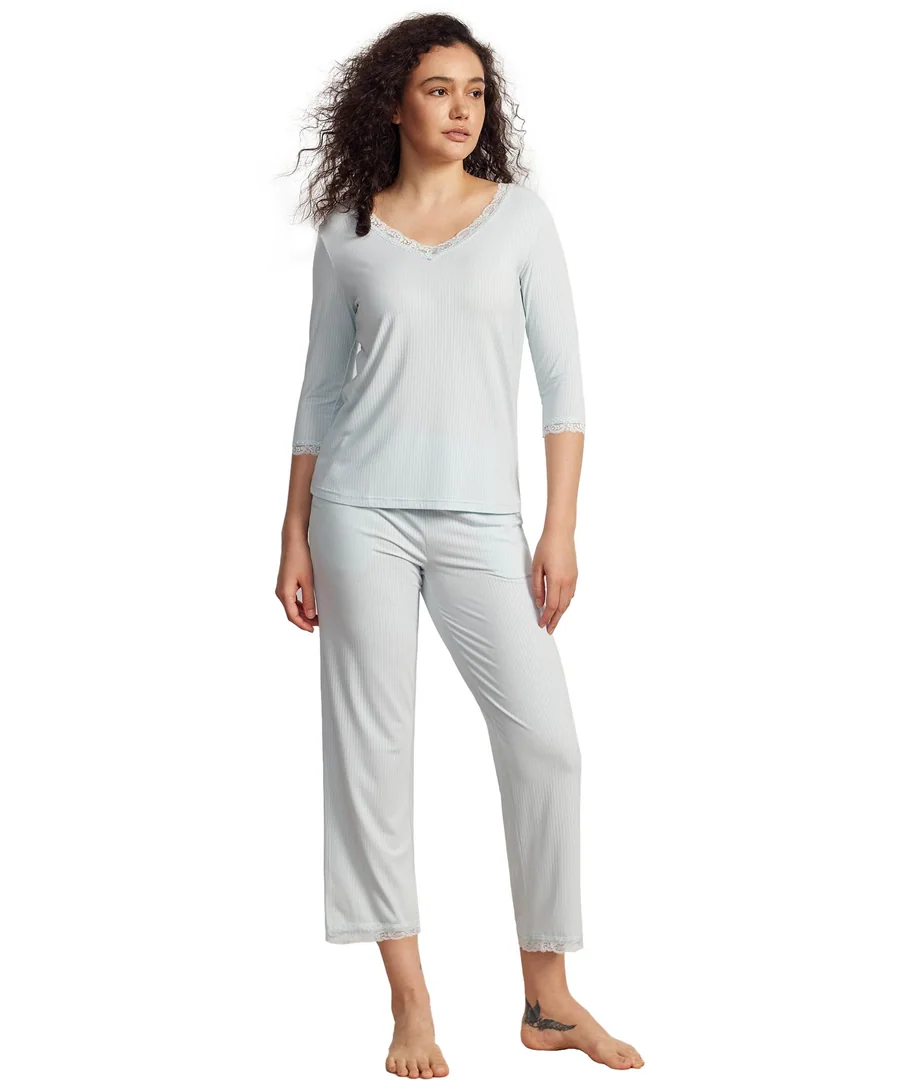 Bamboo Viscose Women's Capri Pajamas Set — 3/4 Sleeve Sleepwear — Option 2 by GYS Pajamas