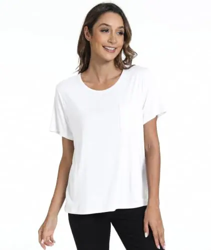 Bamboo Viscose Women's Pajama Tops, Soft Cooling Short Sleeve T-Shirts — Moisture-Wicking Sleep Shirt by GYS Pajamas