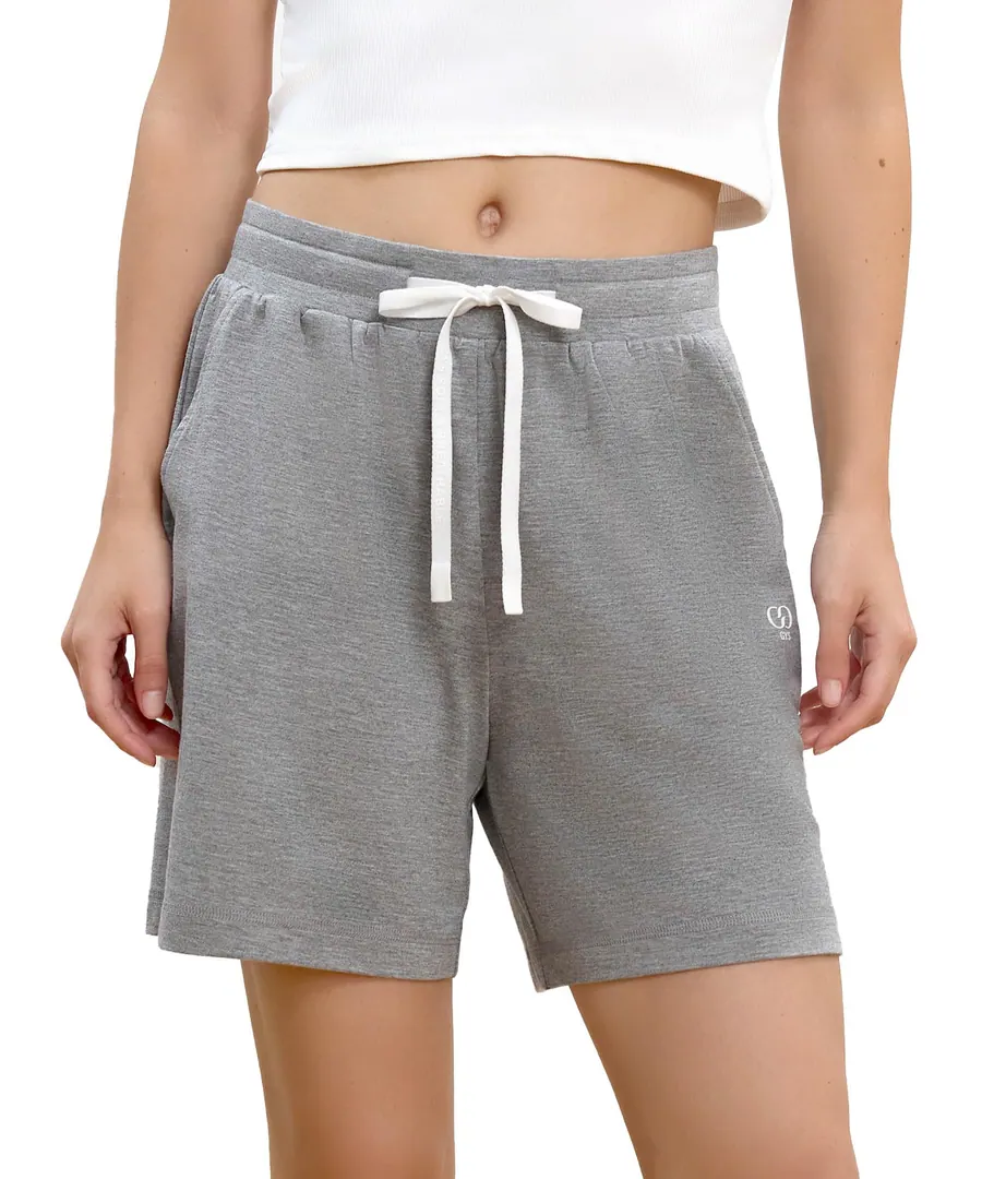 Bamboo Viscose Womens Pajama Shorts with Pockets — Cool to the Touch — Light Heather Grey · Option 1 by GYS Pajamas