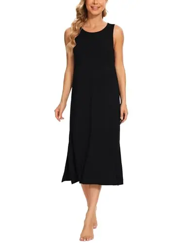 Cooling Bamboo Viscose Long Nightgowns for Women — Moisture-Wicking Sleep Shirt for Night Sweats by GYS Pajamas