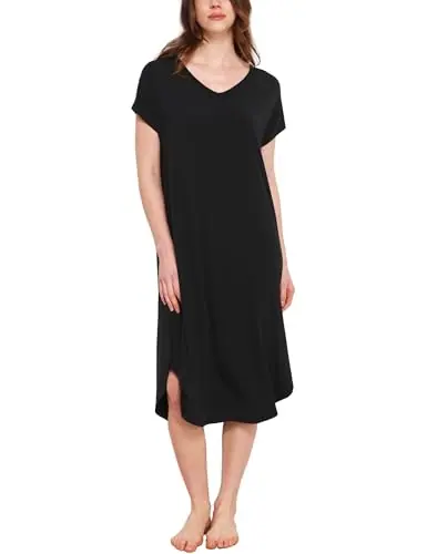 Cooling Bamboo Viscose Nightgowns for Women — Moisture-Wicking Short Sleeve Sleep Shirt for Hot Sleepers by GYS Pajamas