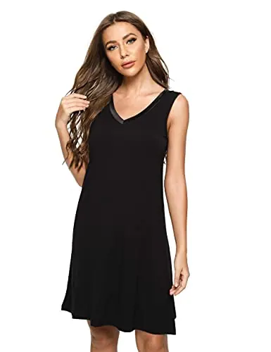 Cooling Bamboo Viscose Sleeveless Nightgowns for Women — V Neck Sleep Shirt by GYS Pajamas