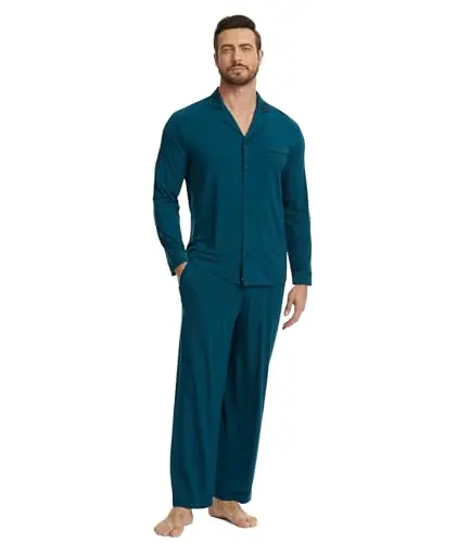 Premium Men's Bamboo Viscose Button Down Pajama Set — Soft Long Sleeve Sleepwear by GYS Pajamas