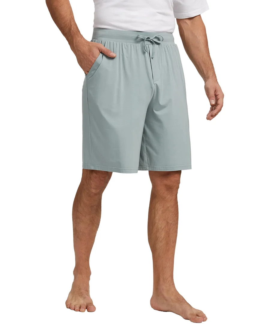 Men's Bamboo Viscose Cooling Wide Waist Drawstring Sleep Shorts — Moisture wicking — Light Greyish Green · Option 1 by GYS Pajamas