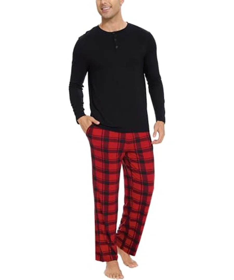 Men's Bamboo Viscose Henley Neck Pajama Set — Moisture wicking by GYS Pajamas