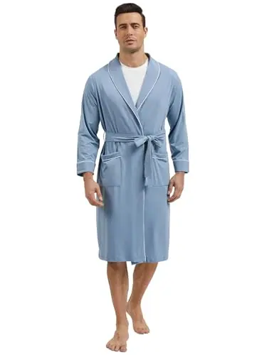 Premium Men's Bamboo Viscose Knee Length Robe — 50S bamboo-cotton by GYS Pajamas