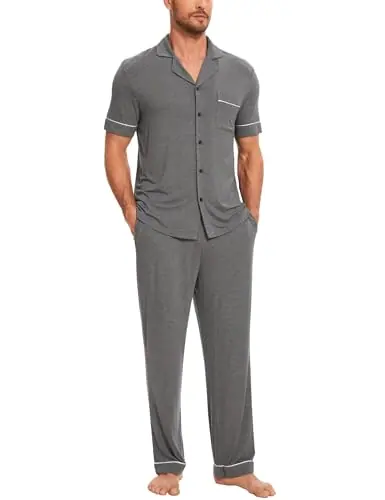 Men's Bamboo Viscose Notch Collar Short Sleeve Pajama Sets — Cooling & moisture wicking by GYS Pajamas