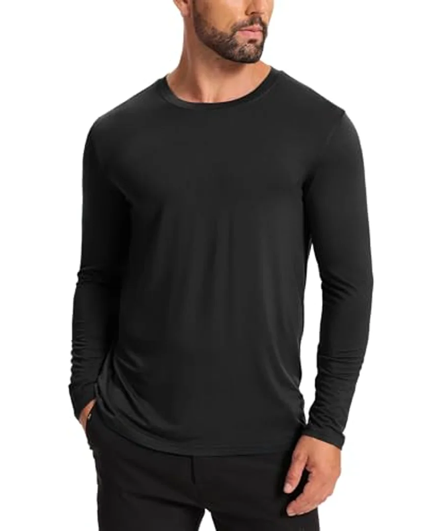 Men's Bamboo Viscose Pajama Top, Cooling Long Sleeve Shirts — Moisture wicking by GYS Pajamas
