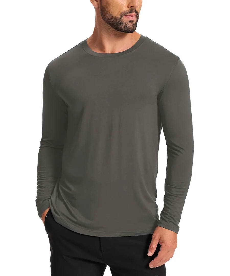 Men's Bamboo Viscose Pajama Top, Cooling Long Sleeve Shirts — Moisture wicking — - !GYS Men's Bamboo Viscose Pajama Top, Cooling Long Sleeve Shirts | Moisture wicking, Breathable, Tagless, Cloud-soft, Relaxed fit, for hot sleepers &amp; night sweats · Small · Option 2 by GYS Pajamas