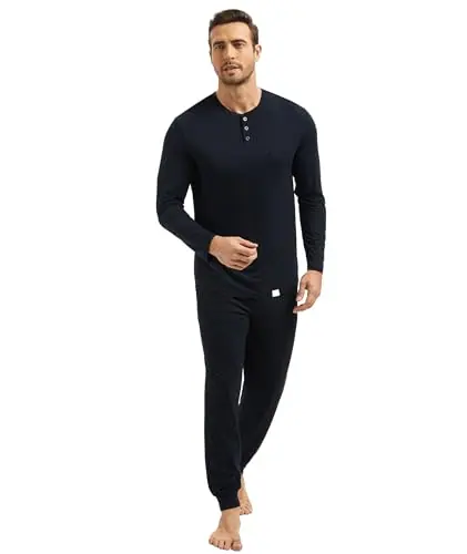 Premium Men's Pajama Sets Bamboo Viscose Sleep Cool and Comfortable Long Sleeve 2-Piece Sleepwear by GYS Pajamas