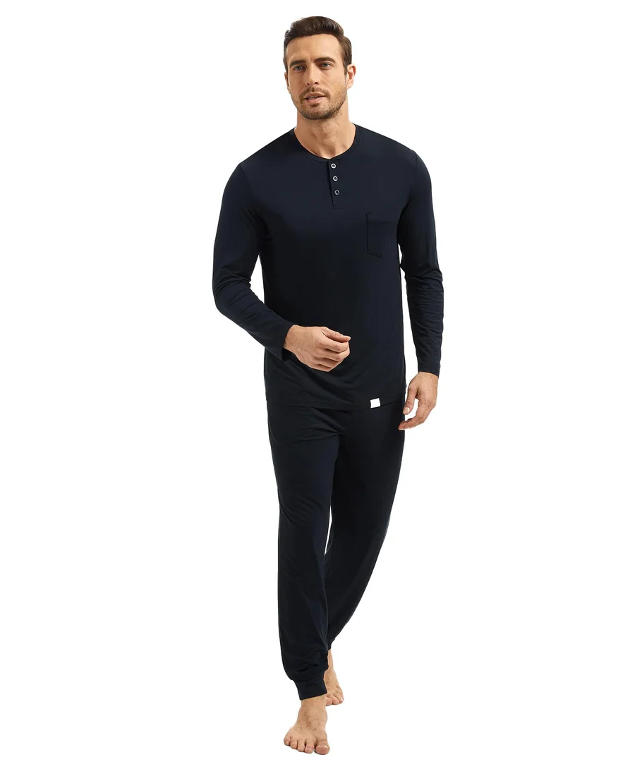 Premium Men's Pajama Sets Bamboo Viscose Sleep Cool and Comfortable Long Sleeve 2-Piece Sleepwear — Option 1 by GYS Pajamas