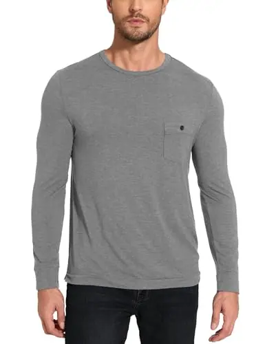 Mens Long Sleeve Pajama Tops Bamboo Viscose Sleep Shirt — Cooling for Hot Sleepers by GYS Pajamas