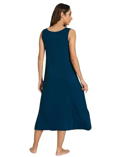 Sleeveless Nightgowns for Women Bamboo Viscose Night Shirt with Pockets — Soft Long Sleep Shirt with… by GYS Pajamas