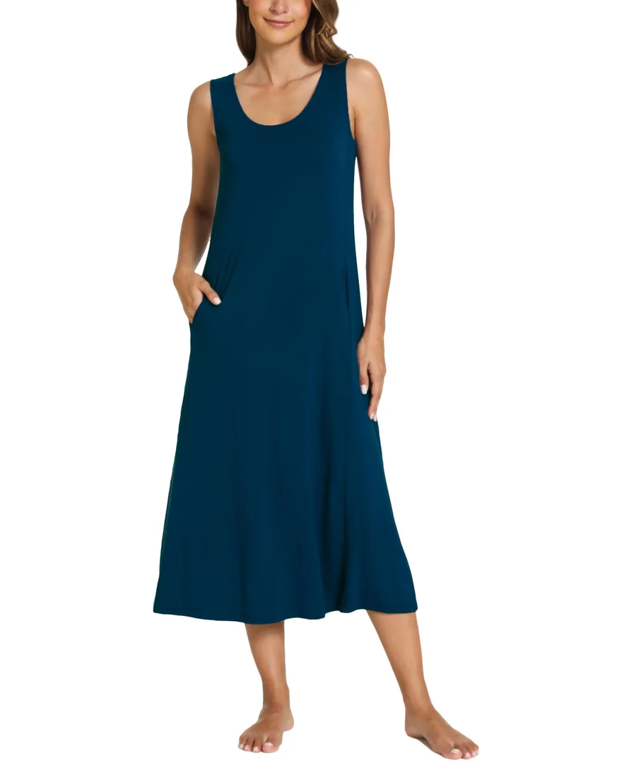 Sleeveless Nightgowns for Women Bamboo Viscose Night Shirt with Pockets — Soft Long Sleep Shirt with… — Ink Blue · Medium by GYS Pajamas