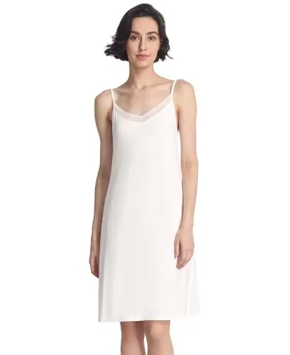 Sleeveless Nightgowns for Women Soft Bamboo Viscose Full Slip Spaghetti Strap Camisole Under Dress by GYS Pajamas
