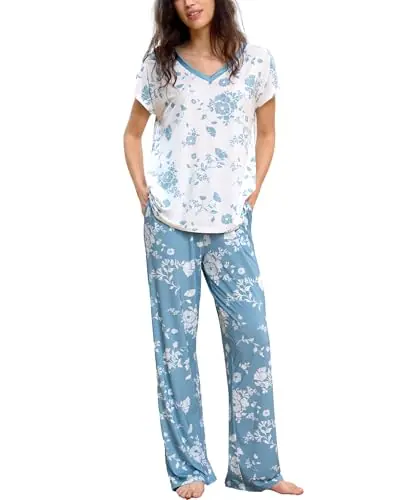 Women Bamboo Viscose Short Sleeve Pajamas — Cooling & Moisture Wicking for Hot Sleepers by GYS Pajamas