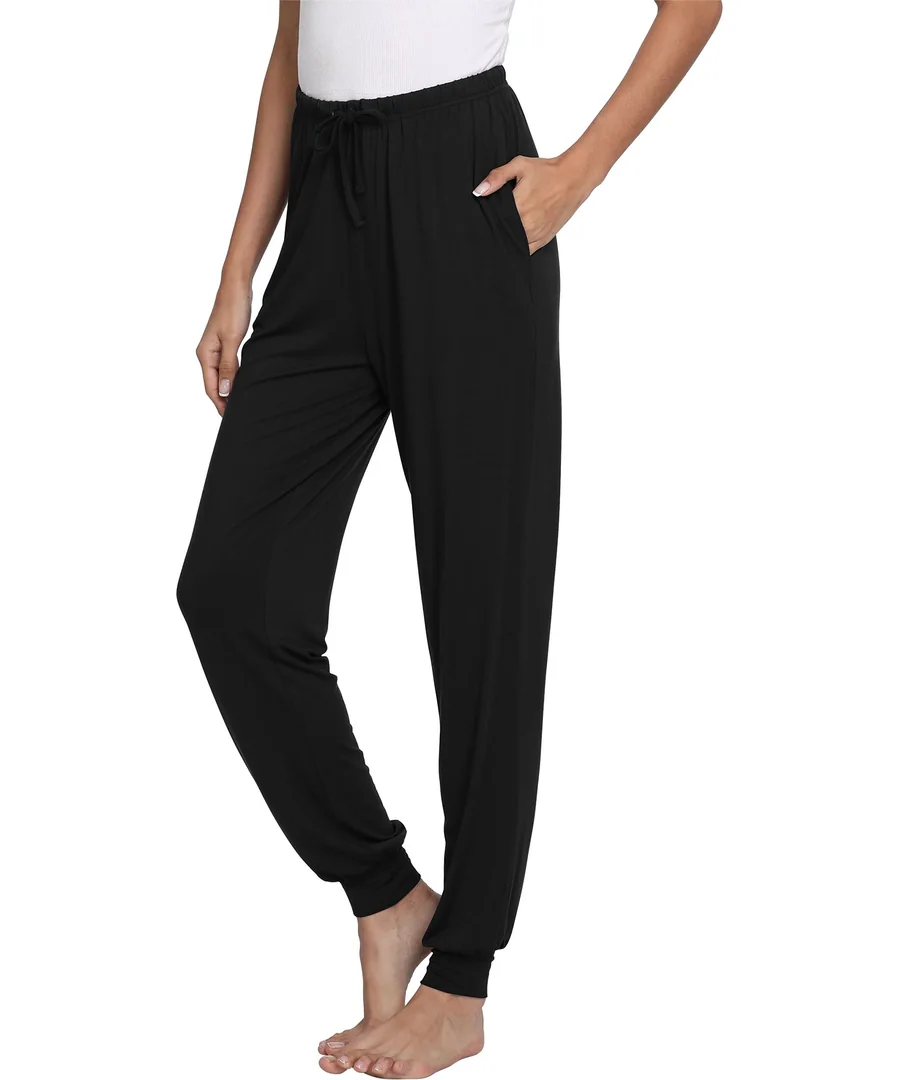 Women's Bamboo Viscose Cooling Jogger Pajama Pants — Moisture wicking — Black by GYS Pajamas