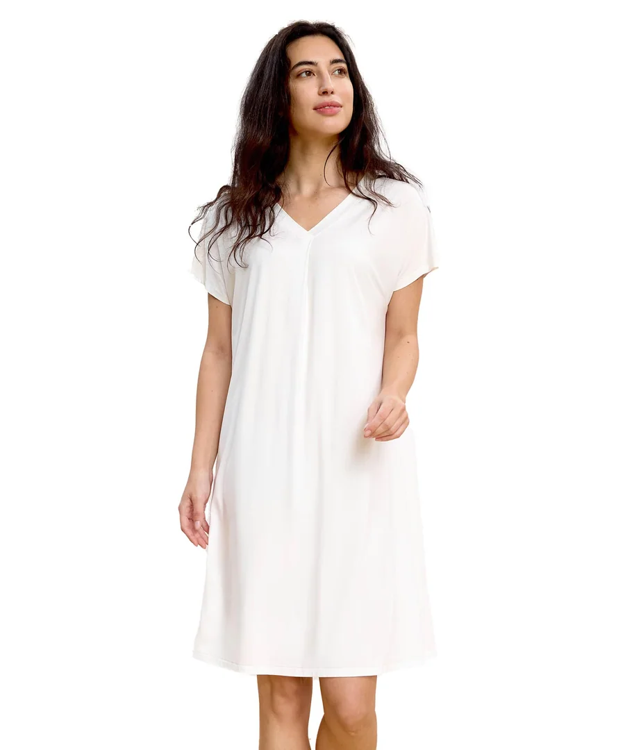 Women's Bamboo Viscose Cooling Nightgown — Moisture wicking — White · Medium by GYS Pajamas