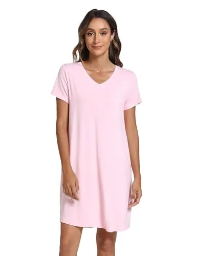 Women's Bamboo Viscose Cooling Short Sleeve Nightgown for Hot Flashes — Moisture wicking by GYS Pajamas
