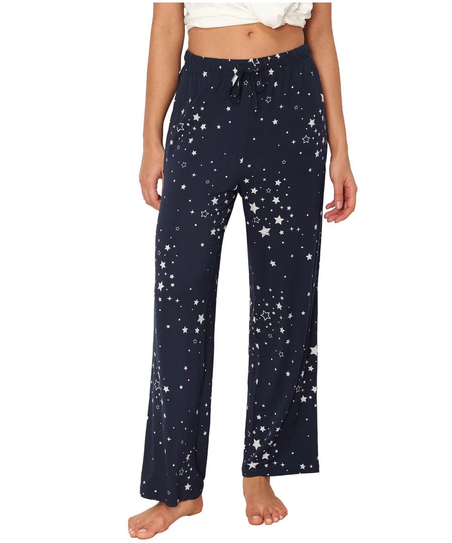 Women's Bamboo Viscose Pajama Pants Lightweight BottomsBreathable Soft Sleep Pants, Moisture Wicking… — Blue Stars · Large by GYS Pajamas