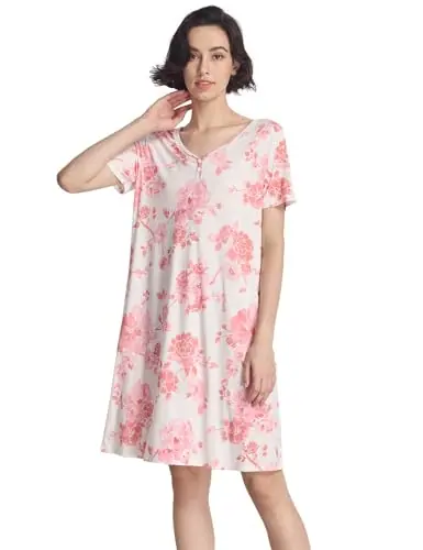 Women's Cooling Bamboo Viscose Nightgowns — Moisture-Wicking Night Shirts for Hot Sleepers Night Sweats by GYS Pajamas
