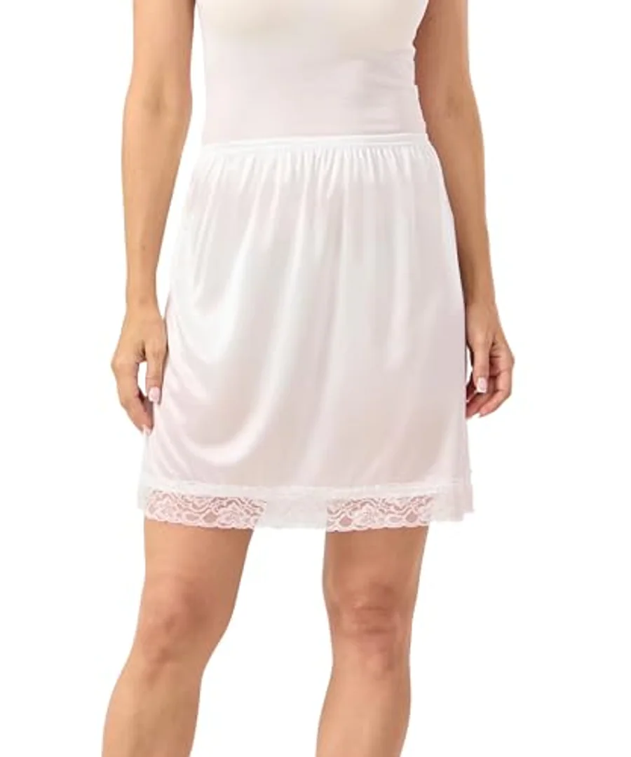Women's Half Slips for Under Dresses A-line Lace Trim Mini Underskirt by GYS Pajamas